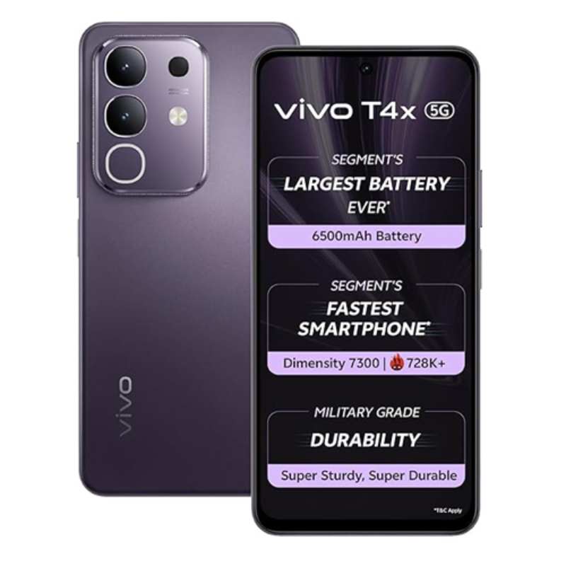 Vivo T4X 5G (Pronto Purple, 6GB/8GB RAM, 128GB/256GB Storage)