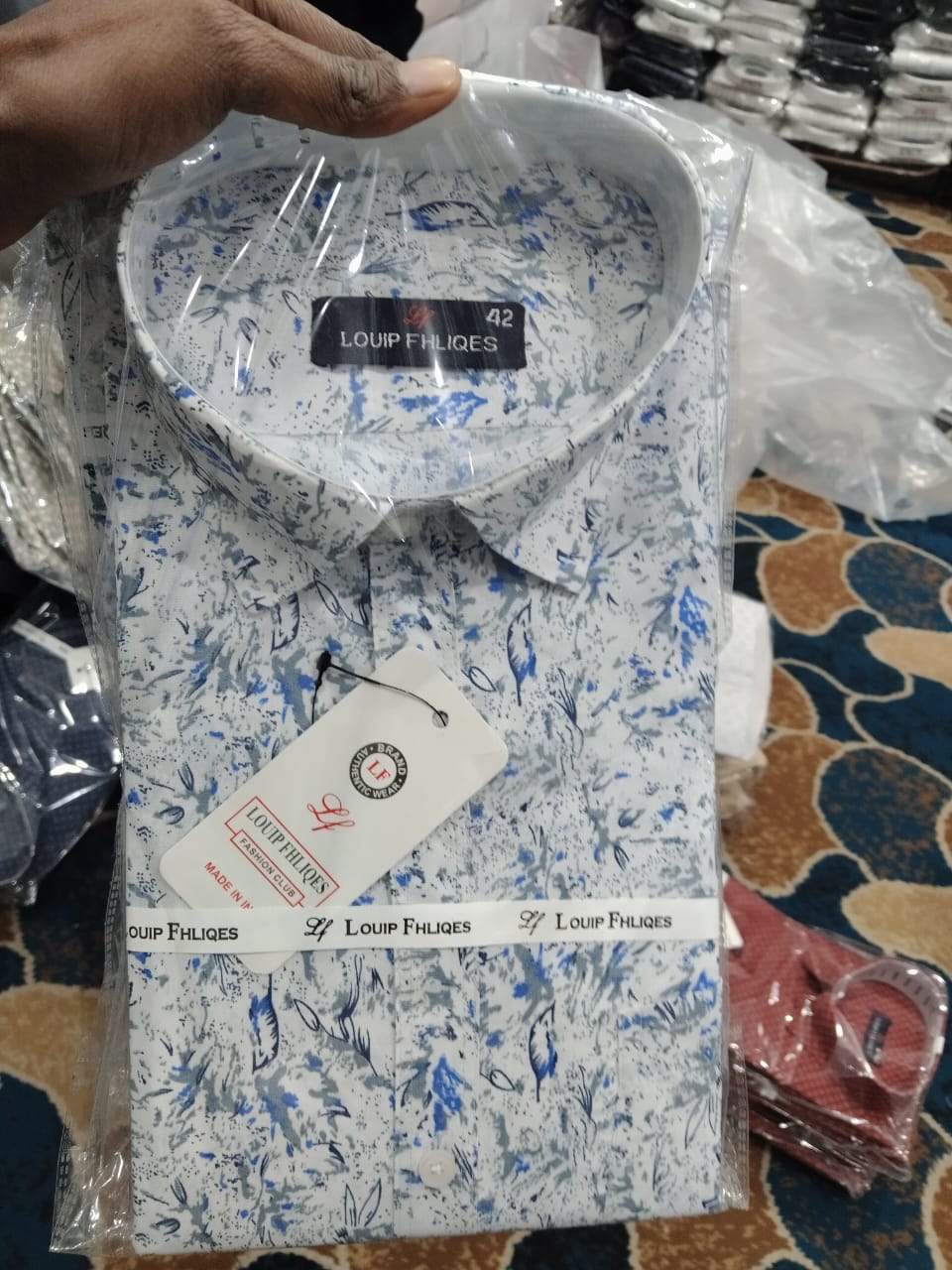 Men’s Premium Printed Full Sleeve Cotton Shirt – Blue & White3