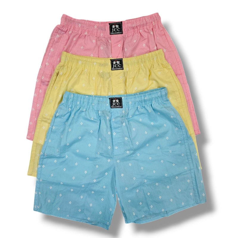 JCC Premium Men’s Cotton Boxers – Pack of 3 | 100% Pure Cotton | Zipper Pocket, Back Pocket & Inner Drawstring | M to 2XL