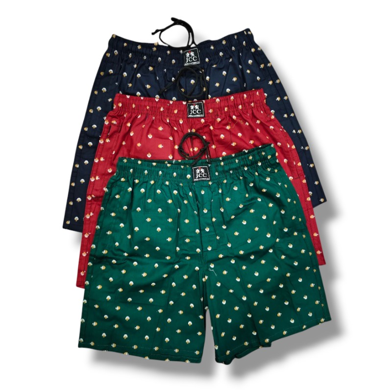 JCC Premium Men’s Cotton Boxers – Pack of 3 | 100% Pure Cotton | Zipper Pocket, Back Pocket & Inner Drawstring | M to 2XL