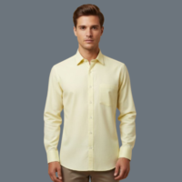 Men’s Light Yellow Formal Shirt with Pocket
