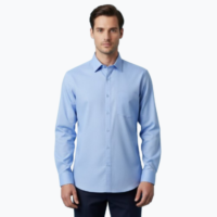 Men’s Sky-Blue Formal Cotton Shirt with Pocket | Office Wear