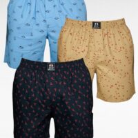 JCC Premium Cotton Printed Boxers for Men | Combo Pack (Pack of 3) | Side Pockets & Right Zipper Pocket